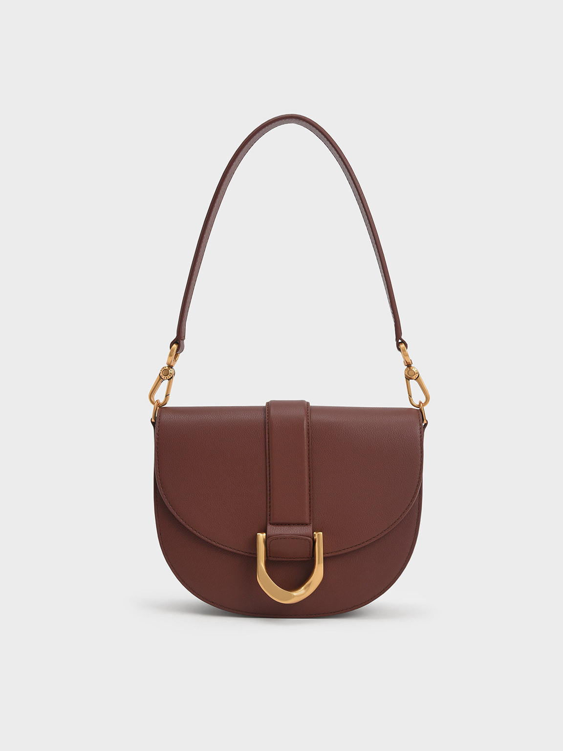 Gabine Leather Saddle Bag​
 - Brown | Charles & Keith UK