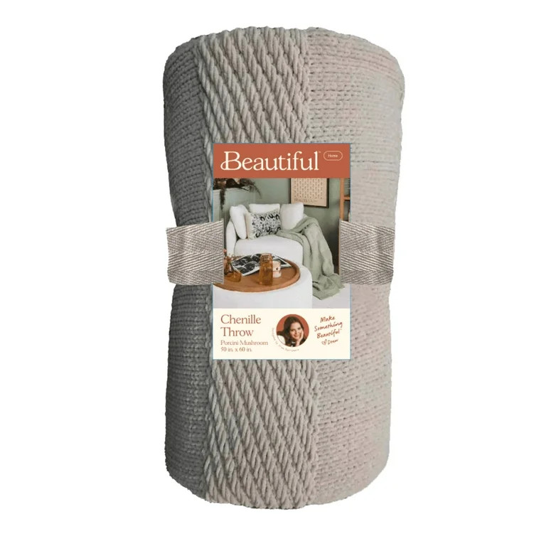 Beautiful Chenille Throw, Porcini, 50 x 60 inches, by Drew Barrymore | Walmart (US)