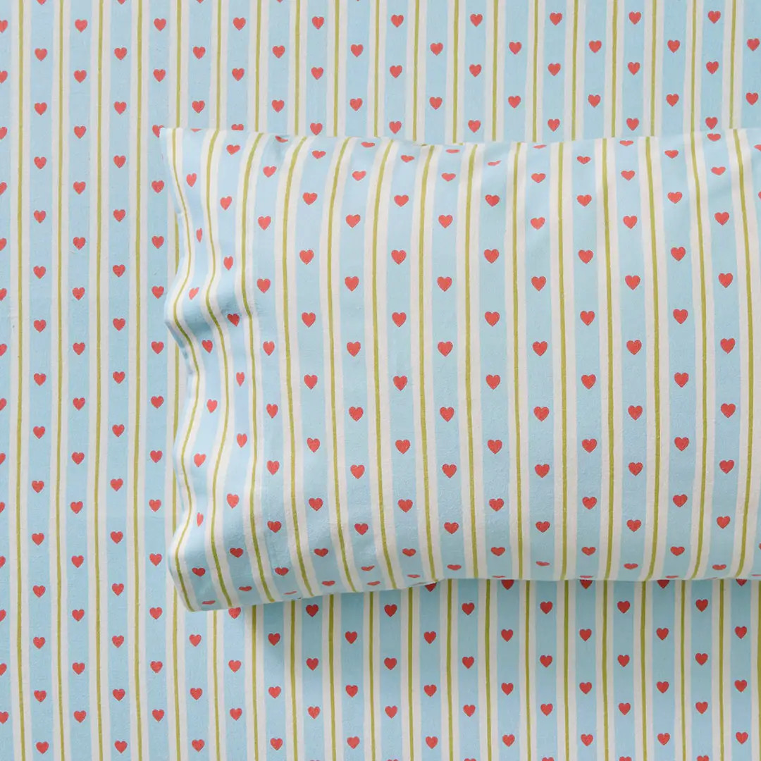 Betty Heart Stripe Flannelette Sheet Set | Bed Bath N' Table