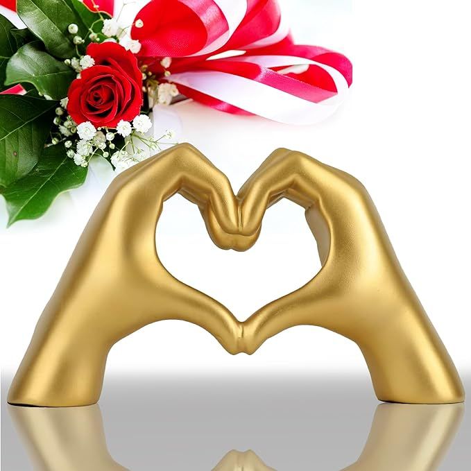 Heart Hands Gold Decor,Love Hand Statue - Heart Shape Finger Statues for Preppy, Modern & Aesthet... | Amazon (US)