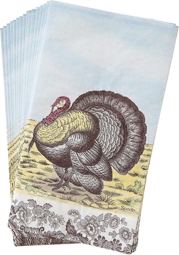 C.R. Gibson Turkey Paper Towels and Dinner Thanksgiving Guest Napkin-Woodland Spode, 4.375" W x 7.75" L, Multicolor | Amazon (US)