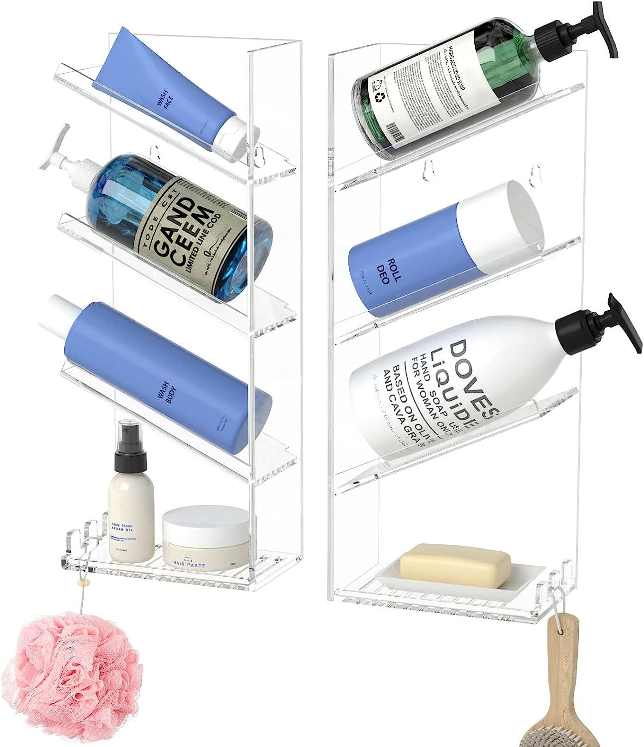 AITEE Acrylic Bathroom Organizer Shower Caddy, Clear Shampoo Holder Organizer Shelf Wall Mounted,... | Amazon (US)