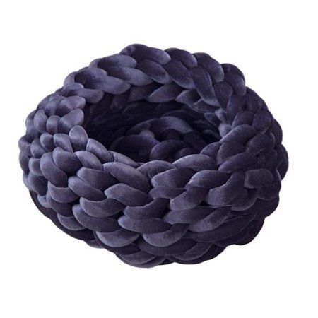 Catur Decor PETB036MD 22 in. Mika Velvet Braid Dog or Cat Pet Bed, Blue Grape | Walmart (US)