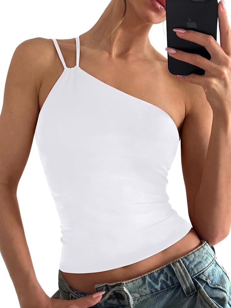 REORIA Off the Shoulder Tops for Women Summer Sleeveless Sexy Going Out Tank One Shoulder Top 202... | Amazon (US)