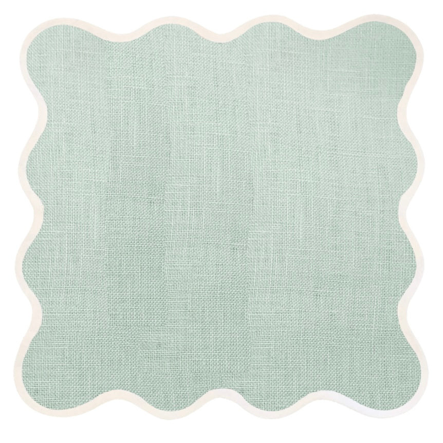 SCALLOPED LINEN SQUARE, SAGE (SET OF 4) | Mason Maison