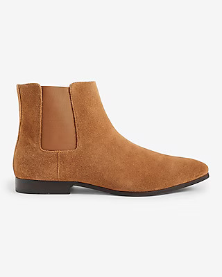 Cognac Genuine Suede Chelsea Boots | Express
