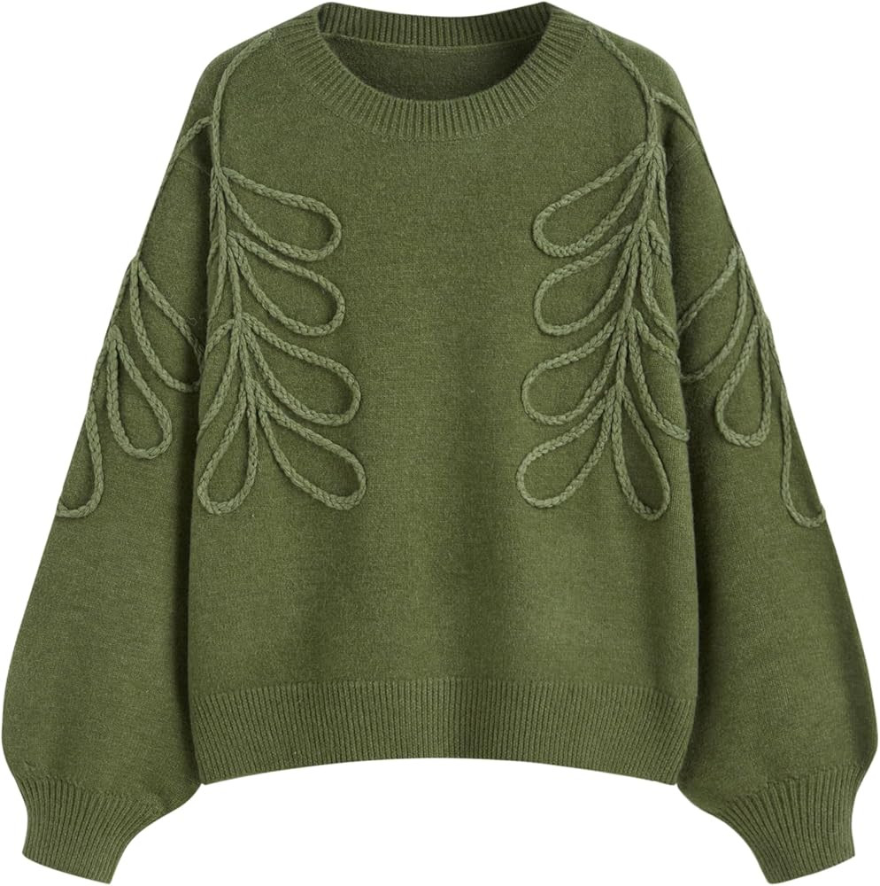CIDER Women's Oversized Sweaters Long Sleeve Round Neck Tops Knit Pullover Sweater | Amazon (US)