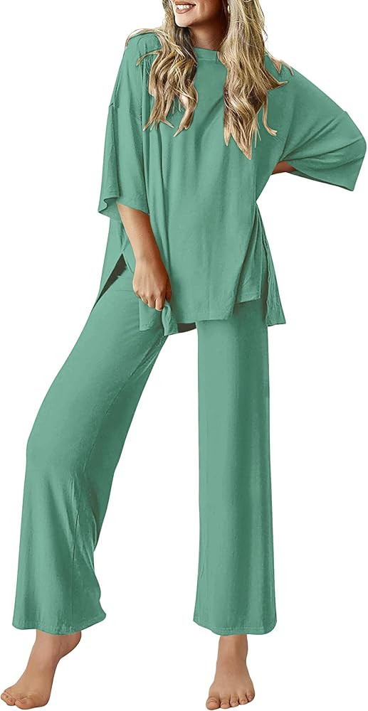 Ekouaer Lounge Sets for Women Short Sleeve Tops and Long Pants Soft Comfy Pajamas Set 2 Piece Out... | Amazon (US)