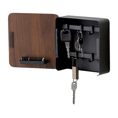 Yamazaki Home Square Magnetic Key Cabinet, Wood Accented Keychain Organizer, Steel + Wood, Magnetic | Wayfair North America