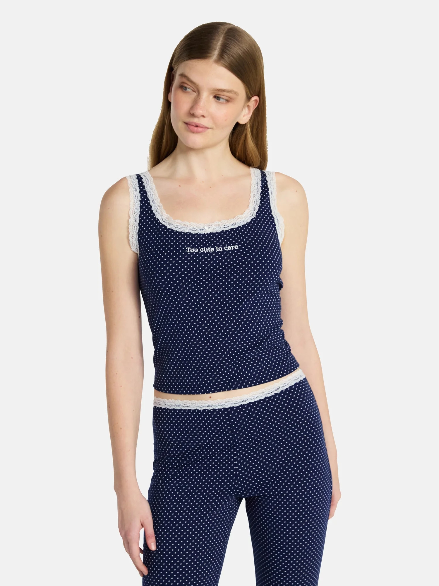 No Boundaries Single Jersey Lace Sleep Tank Top, Women's XXS-3X | Walmart (US)
