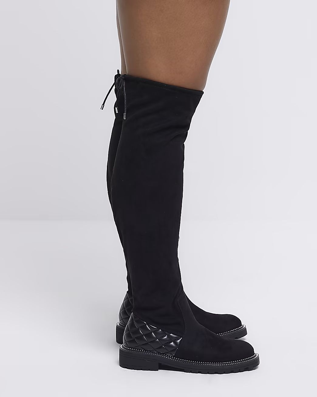Black wide fit knee high boots | River Island (UK & IE)
