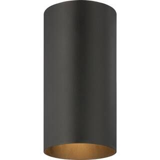 Volume Lighting 1-Light Indoor or Outdoor Black Aluminum Flush Mount Cylinder Ceiling Fixture-961... | The Home Depot