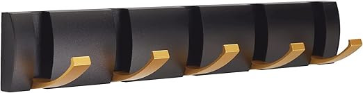 DMYMAT Coat Rack Wall Mounted with 5 Folding Hooks, 15.8 Inch Space Saving Wall Coat Hook, Black ... | Amazon (US)