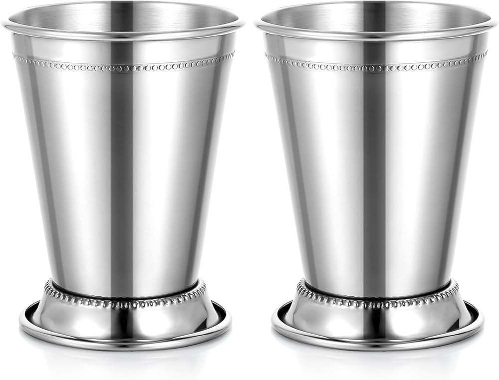 Set of 2 Mint Julep Cups, Classic Stainless Steel Glasses for Party Bar Home Restaurant, 12 oz Me... | Amazon (US)