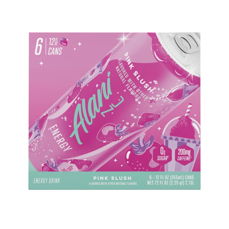Alani Nu Sugar Free Energy Drink, Pink Slush 12oz Can (6 Pack) | Walmart (US)