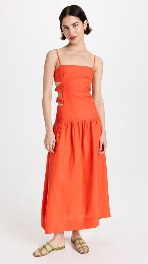 Orange Cut Out Midi Dress | Shopbop