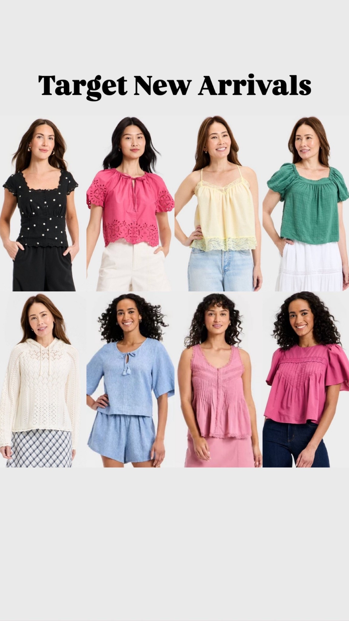 Target new arrivals 
Tops