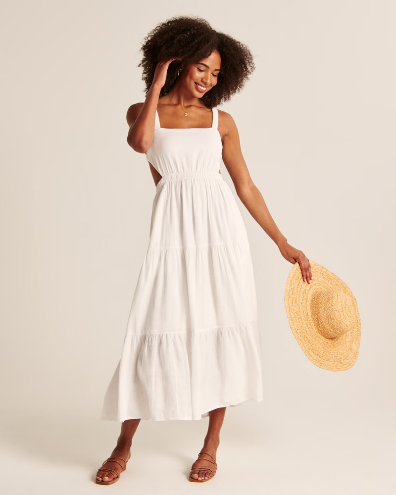 Women's Scrunchie Strap Cutout Maxi Dress | Women's Dresses & Jumpsuits | Abercrombie.com | Abercrombie & Fitch (US)