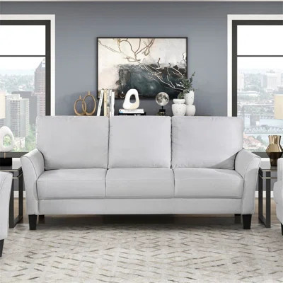 Modern Contemporary Upholstered Sofa Brown Gray Plush Seat Comfort Durable Solid Wood Living Room Furniture 3-Seater Couch 1Pc | Wayfair North America