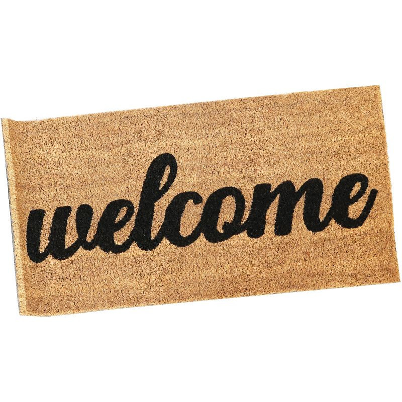 Sunnydaze Indoor/Outdoor PVC and Coir Decorative Porch Entryway Doormat Rug - 17" x 30" - Tan/Bla... | Target