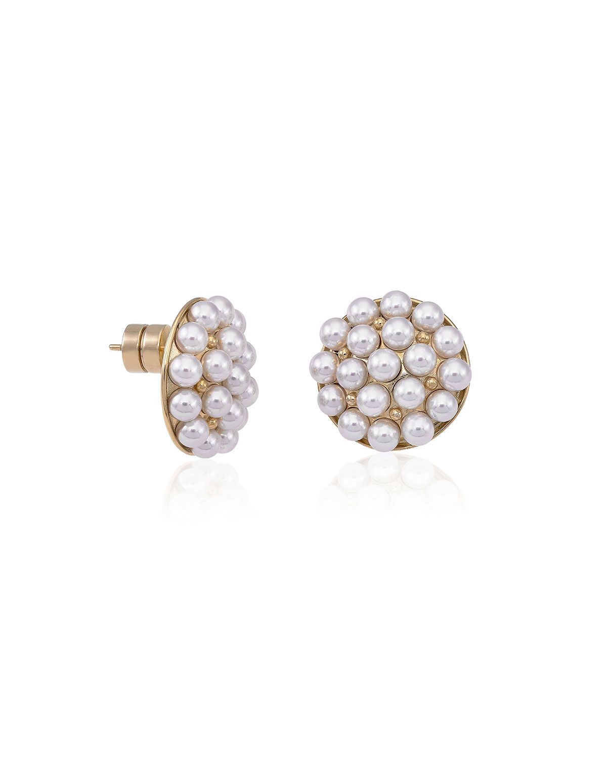 4mm Multi-Pearly Post Earrings, Pearl/Gold | Neiman Marcus