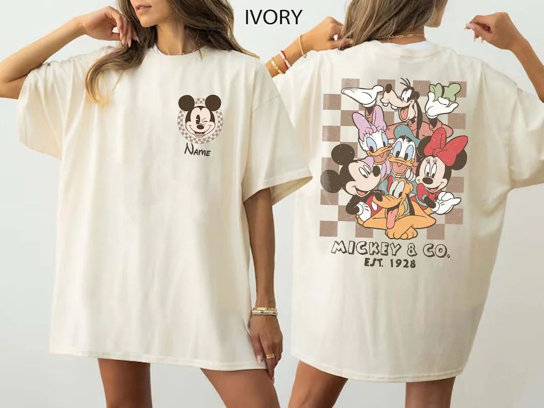 Disney Checkered Shirt, Mickey and Co 1928 Shirt, Mickey and Minnie Checkered Shirt, Checkered Mi... | Etsy (US)