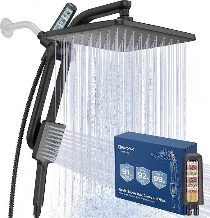 HOPOPRO High Pressure Filtered Shower Head with Handheld Combo, Black | Amazon (US)