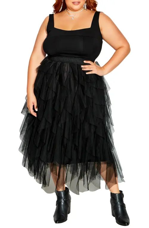 City Chic Zoey Ruffle Maxi Dress in Black at Nordstrom, Size X-Large | Nordstrom