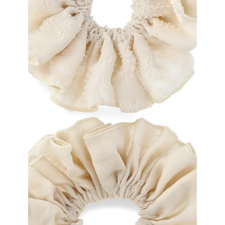 No Boundaries Women's Ruffle Scrunchies 2-Pack, Ivory | Walmart (US)