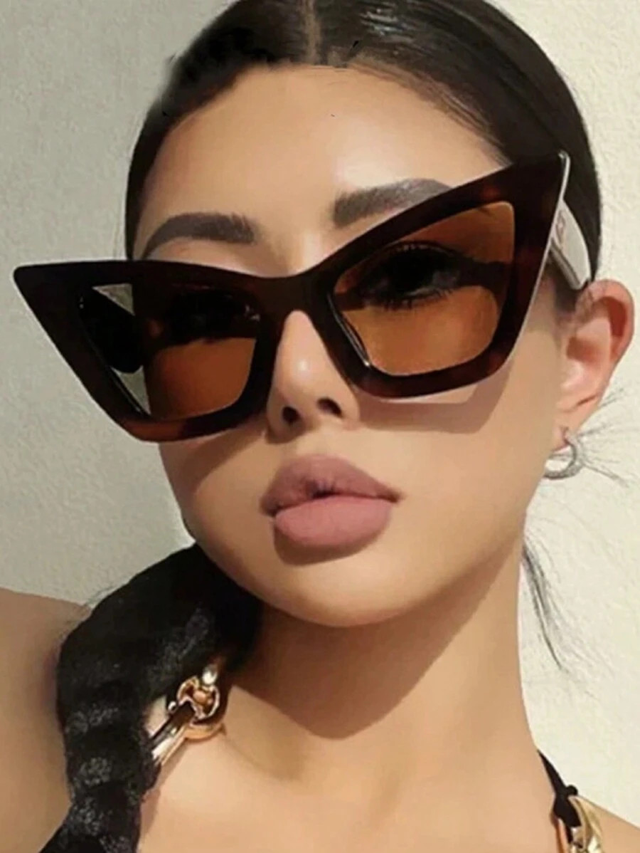 Large Retro Cat Eye Sunglasses, Simple European And American 2024 New Fashion Sunglasses For Wome... | SHEIN