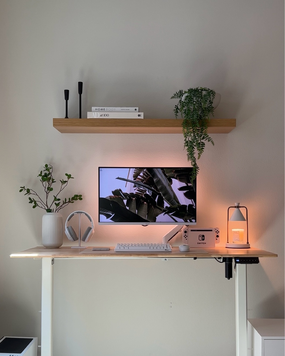 neutral aesthetic desk/home office setup 🫶🏼🎧 #wfh 

#LTKhome