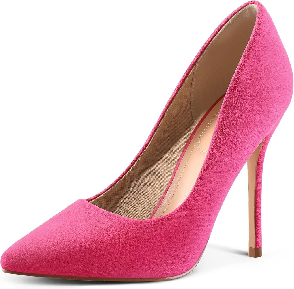 mysoft Women's High Heels Pumps Closed Pointed Toe Stiletto 4IN Heels Dress Wedding Shoes | Amazon (US)