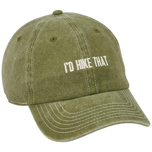 Primitives by Kathy Funny Hiking Hat, I'd Hike that Embroidered Sentiment, Box Sign Style, Adjustable, Naturally Distressed Stonewashed Cotton Baseball Cap, Outdoor Green | Amazon (US)