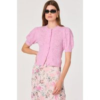 ASTR the Label | Kaydence Puff Sleeve Bobble Stitch Cardigan in Pink | Size S | ASTR The Label (US)