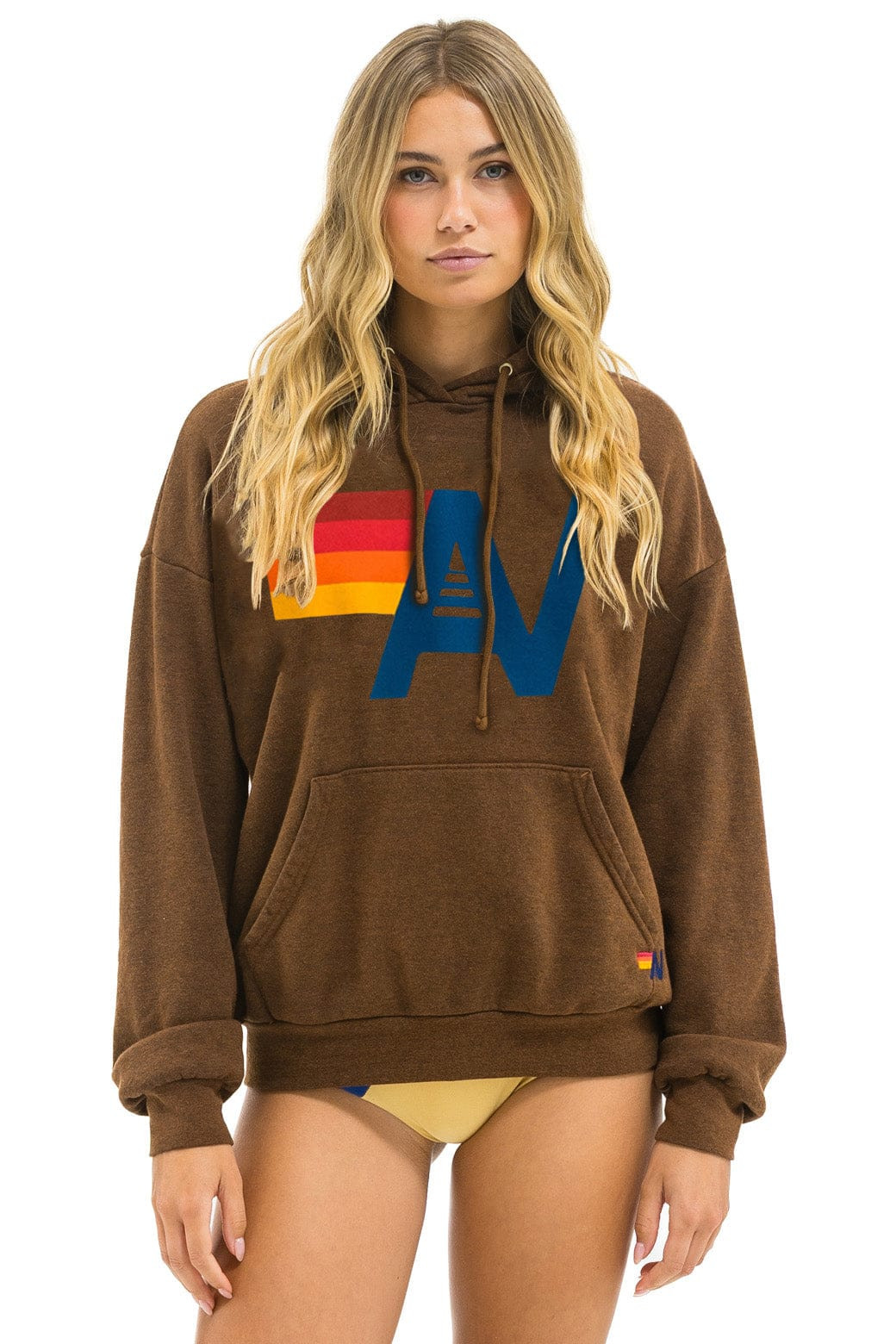 LOGO PULLOVER RELAXED HOODIE - CHOCOLATE | Aviator Nation