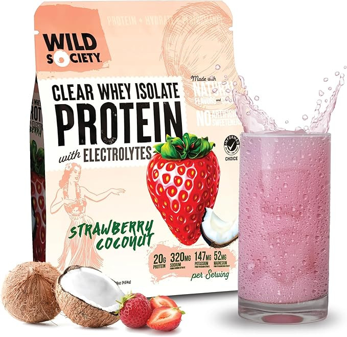 WILD SOCIETY - Clear Protein Powder + Electrolytes - 20g Clear Whey Protein Isolate Drink - Zero ... | Amazon (US)