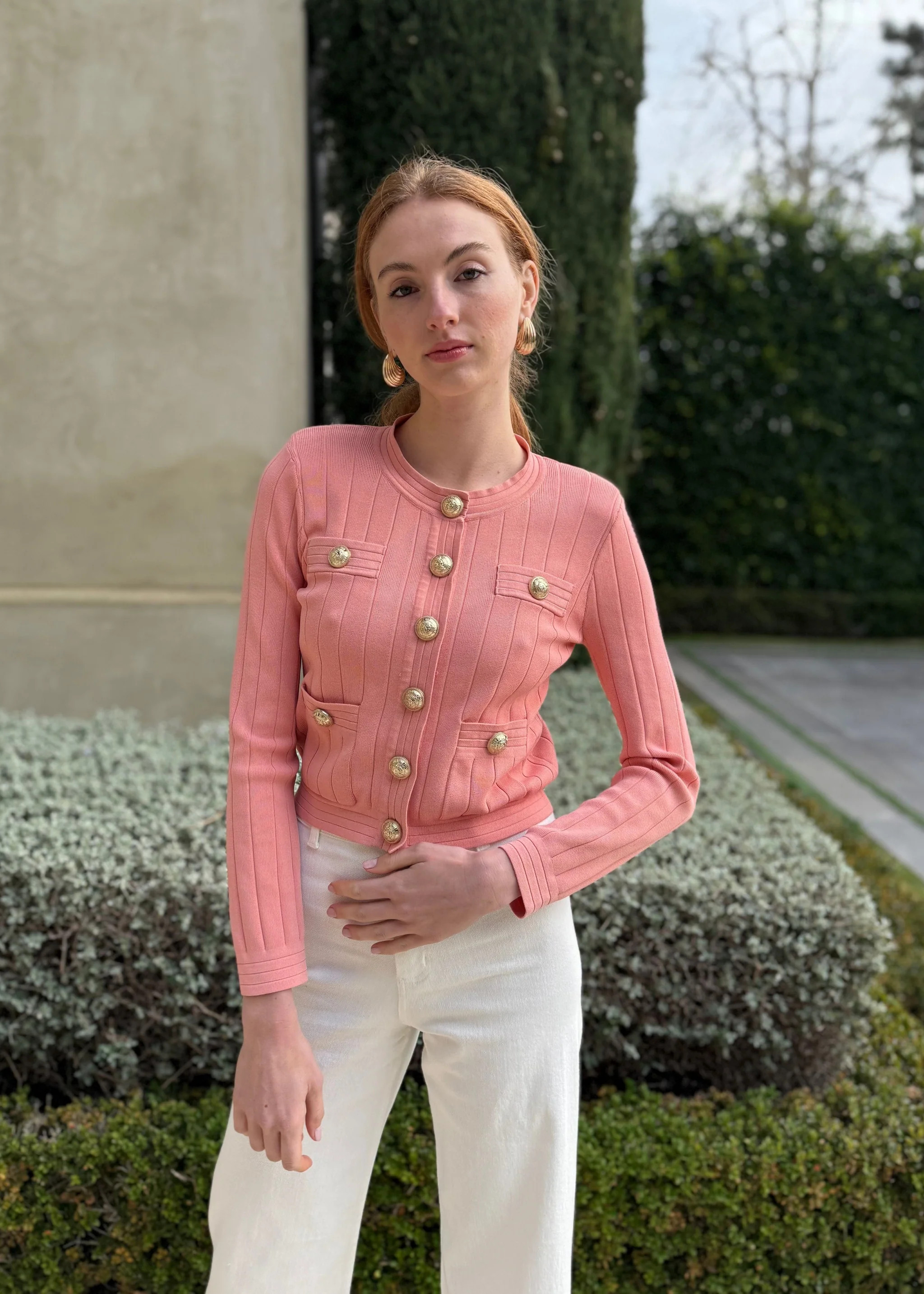 Susan Coral Cropped Cardigan Top | Benaar La