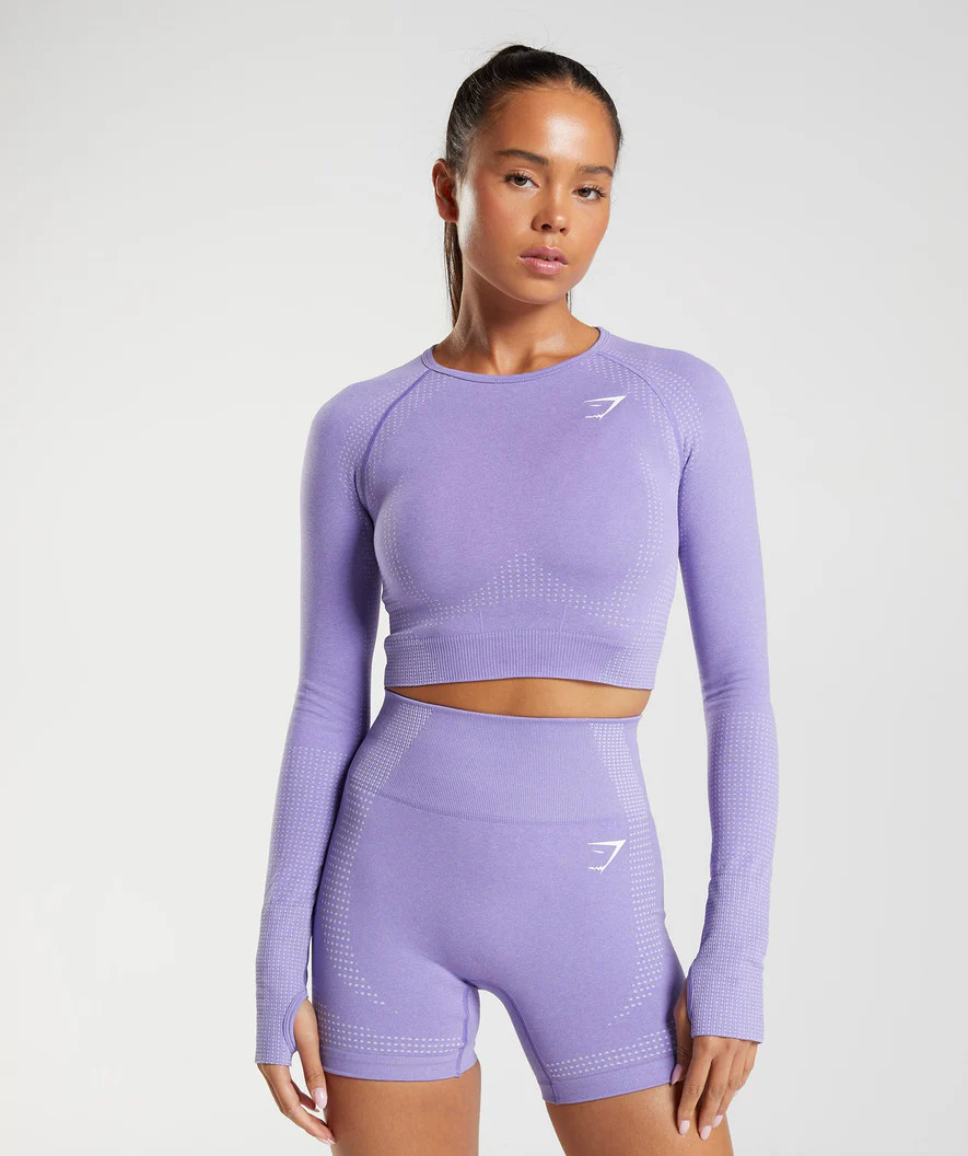 Gymshark Vital Seamless 2.0 Crop Top - Digital Violet Marl | Gymshark (Global)
