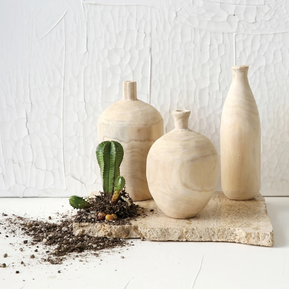 Charlynn Wood Vases (Set of 3) | Lulu and Georgia 