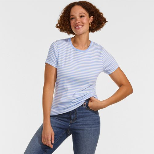 Women's Short Sleeve Crew Neck Micro Rib Mini Tee | Lands' End (US)