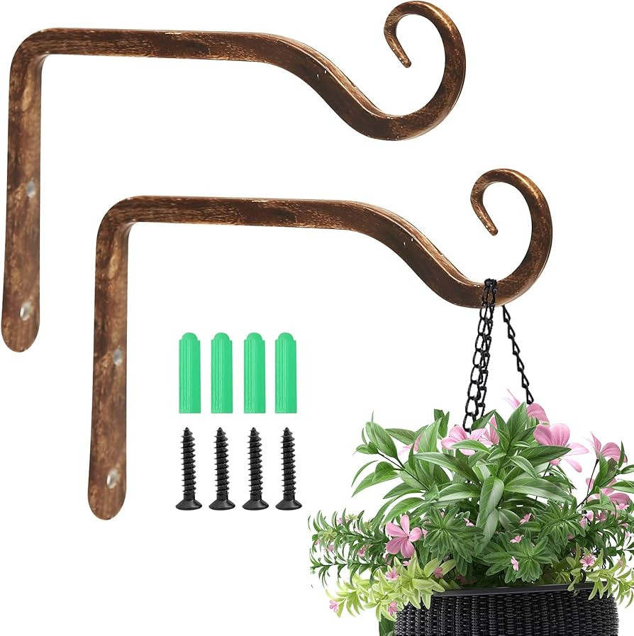 Jardim 2 Pack 6 Inch Premium Decorative Metal Iron Wall Hook, Indoor Outdoor Plant Hanger, Rustic... | Amazon (US)