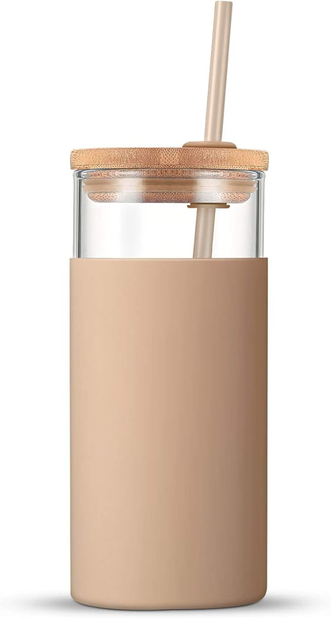 Tronco 20oz Glass Tumbler Glass Water Bottle Straw Silicone Protective Sleeve Bamboo Lid - BPA Fr... | Amazon (US)