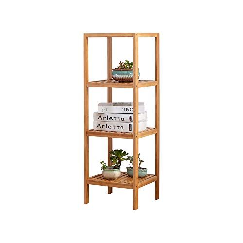 Zoopolyn 100% Bamboo Bathroom Shelf 13 x 13 x 39 inches 4-Tier Multifunction Standing Towel Rack Sto | Amazon (US)