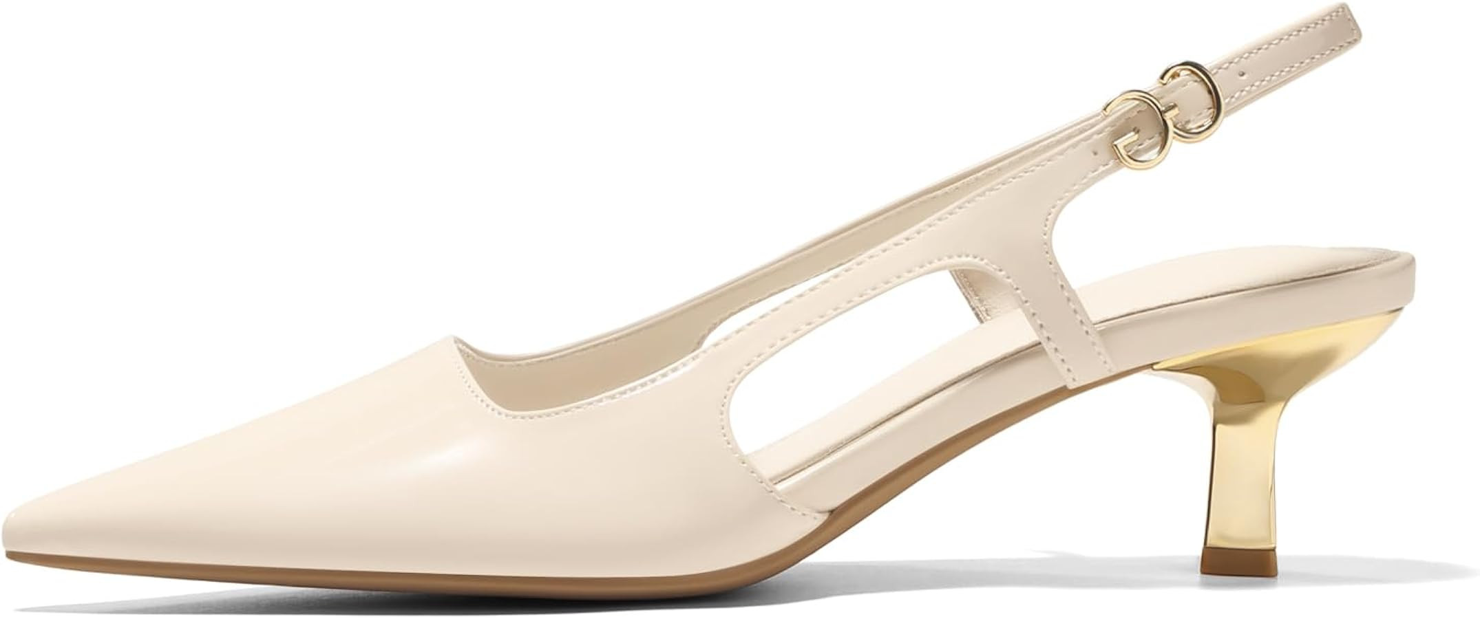 Coutgo Womens Low Kitten Heels Slingback Pumps Closed Pointed Toe Buckle Party Work Dress Shoes | Amazon (US)