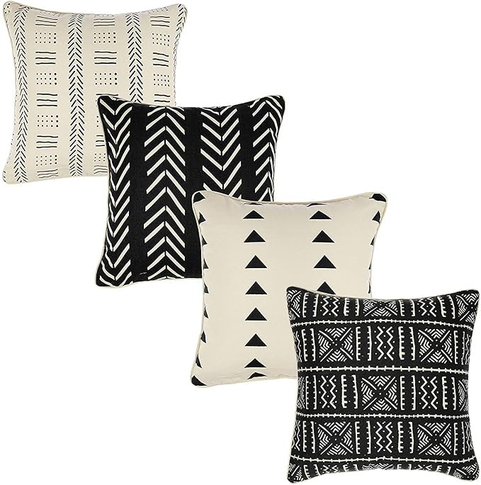 REDEARTH Printed Throw Pillow Cushion Covers-Woven Decorative Farmhouse Cases Set for Couch, Sofa... | Amazon (US)