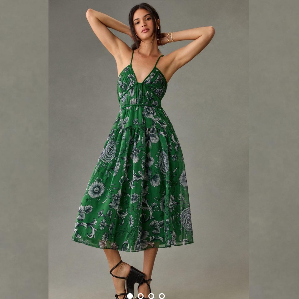 Anthropologie V-Neck Floral Halter Midi Dress | Poshmark