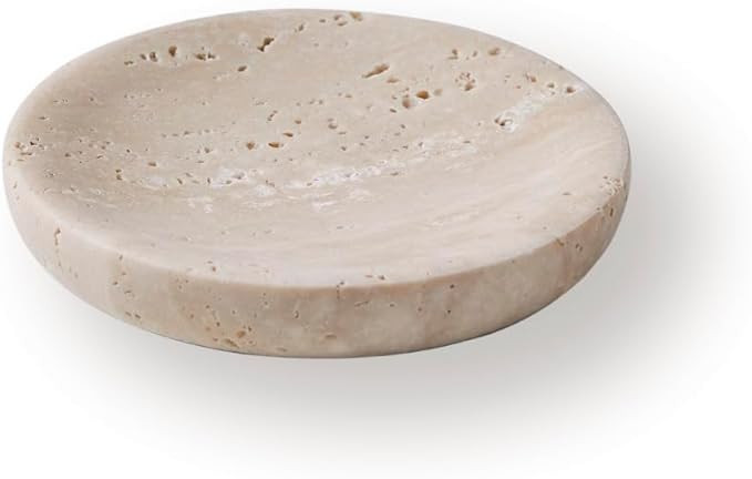 Round Marble Trinket Dish, Jewelry Tray Real Marble Soap Dish for Facial Sponge, Bathroom Makeup ... | Amazon (US)