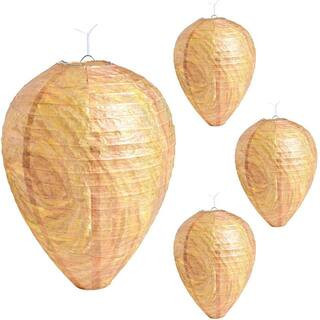 Outdoor Wasp Nest Decoy Trap with Realistic Hanging Paper Design for Home Garden Protection 4-Pack | The Home Depot