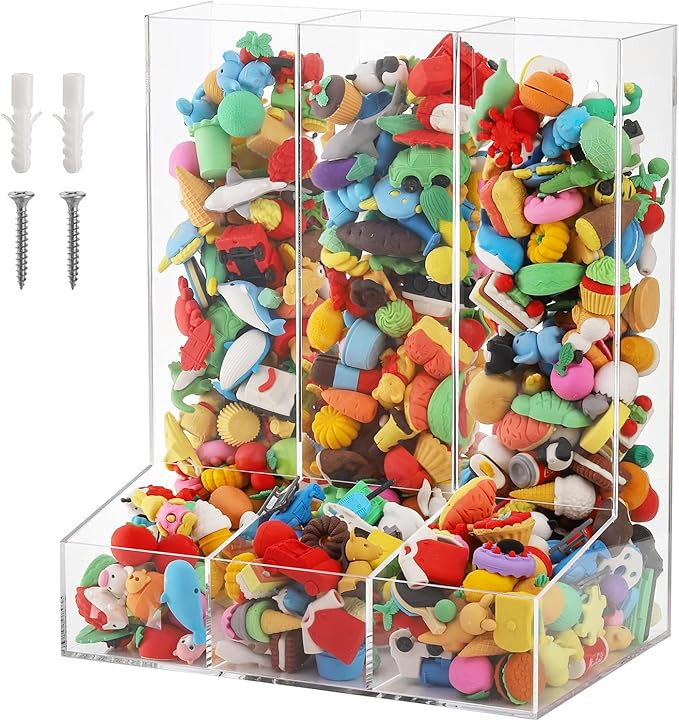 ZEAYEA Acrylic Wall Toy Dispenser, Hanging Organizer and Storage Bin for Playroom, Triple Divided... | Amazon (US)