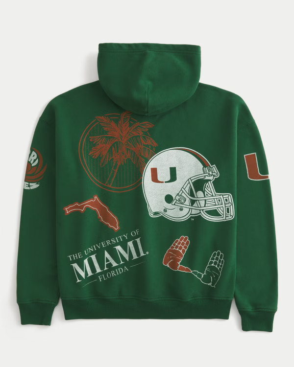 Men's Boxy University of Miami Hurricanes Graphic Hoodie | Men's Graphics Shop | HollisterCo.com | Hollister (US)